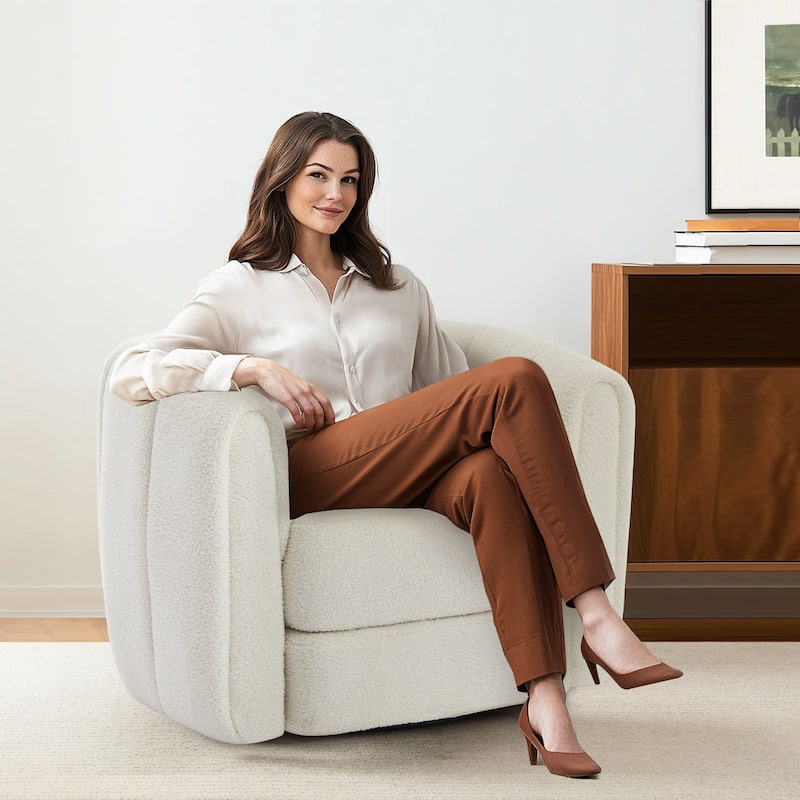 Modern Round Armchairs with Upholstered for Living Room