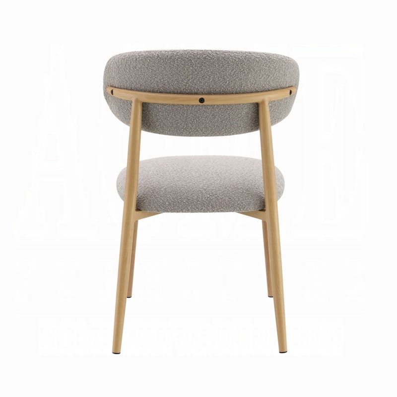 Kacie Side Dining Chair Set of 2, Gray Boucle, Natural Brown Wood