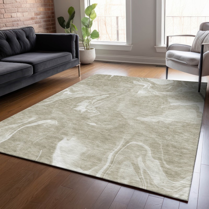 Machine Washable Indoor/ Outdoor Chantille Abstract Motion Rug