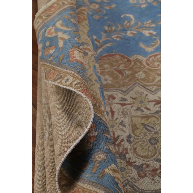 Blue Tabriz Persian Vintage Area Rug HandKnotted Wool Carpet 9'6"x