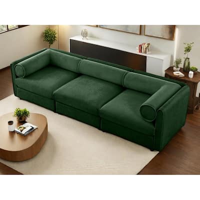 109" Chenille Upholstered 3-Seater Modular Sectional Sofa with Storage Seat, DIY Combination