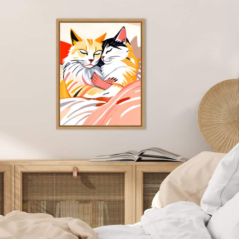 Sleepover Cats by Uma Gokhale Framed Canvas Wall Art