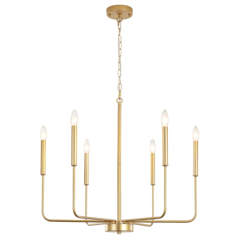 Modern 6-Light Candle Chandelier Classic Ceiling Light for Dining Room Kitchen Island - N/A