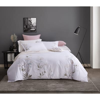 Broderie ensemble housse de couette Collection Hydrangea Embroidery Duvet Set White