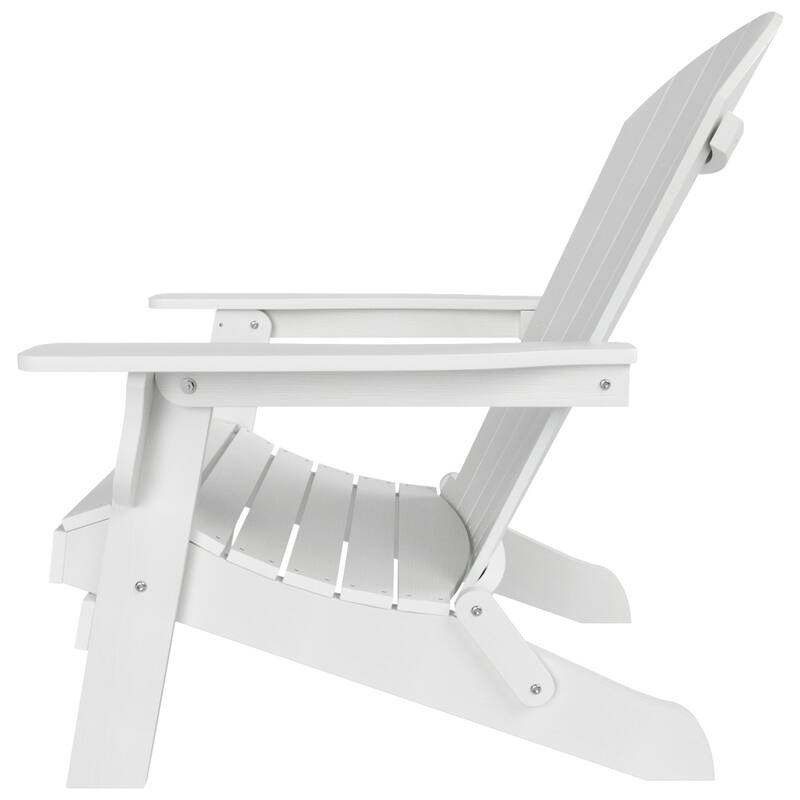 Vineyard HIPS Outdoor Folding Eco-Friendly All Weather Seashell Adirondack Chairs with Ottomans (4-Piece Set)