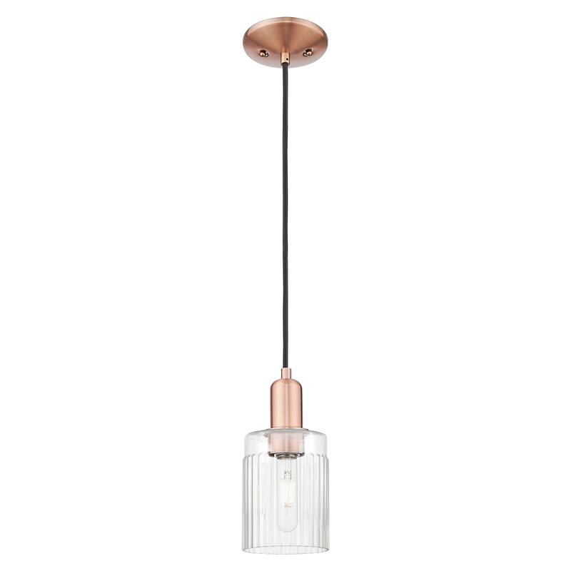 Innovations Lighting Endless Possibilities Arcadia - Hadley - 1 Light 5" Cord Hung Mini Pendant - Clear/Antique Copper