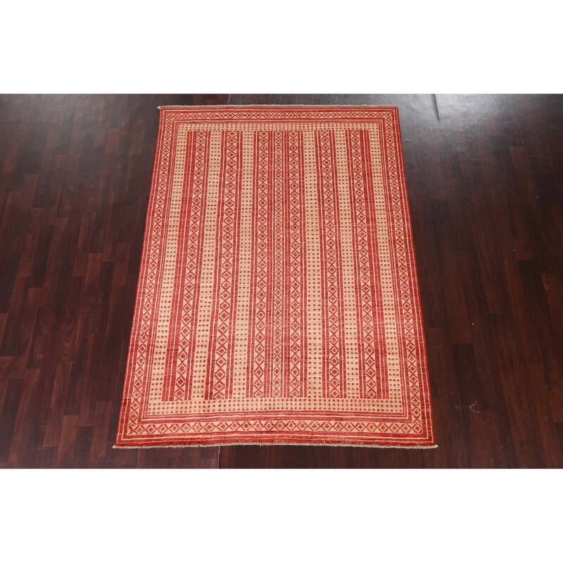 Tribal Gabbeh Kashkoli Oriental Wool Area Rug Handmade Office Carpet - 5'7" x 7'8"