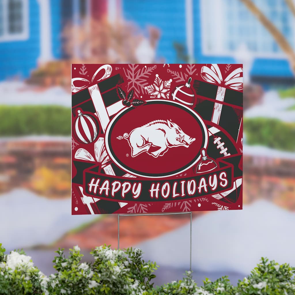 University of Arkansas Yard Sign, Happy Holidays - 24" x 18"