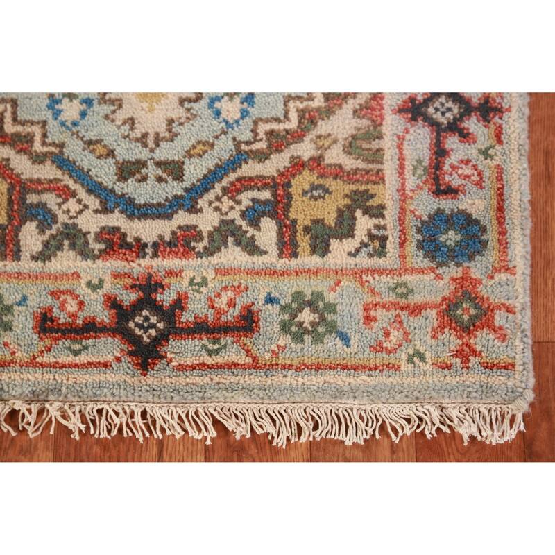 Geometric Blue Heriz Serapi Oriental Rug Handmade Wool Carpet - 2'0" x 3'0"