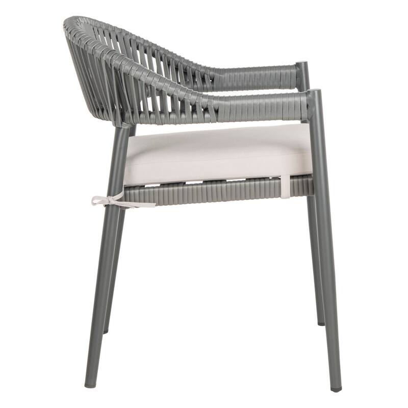 SAFAVIEH Outdoor Shae Rope Chair - Grey (Set of 2) - 22Wx24Dx31H