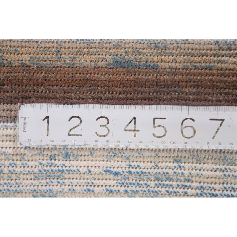 Multi-Color Striped Abstract Modern Accent Rug Handmade Wool Carpet - 2'8"x 4'10"