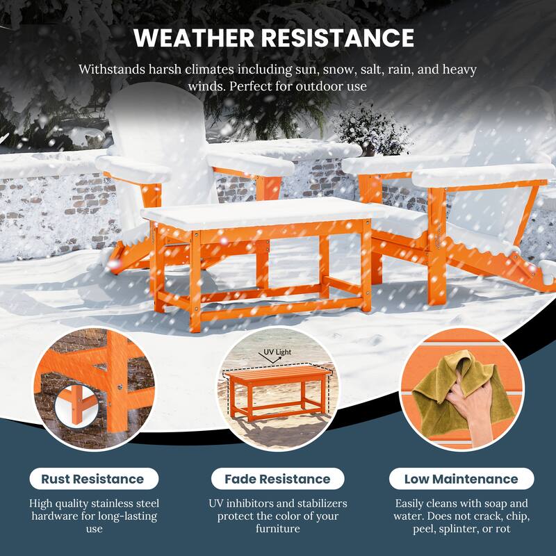 Laguna Hdpe All Weather Outdoor Patio Rectangular Coffee Table