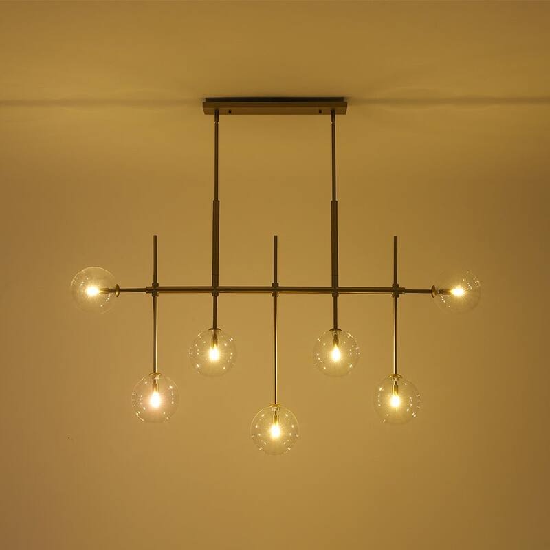 7-Light Handblown Glass Globe Modern Linear Chandelier