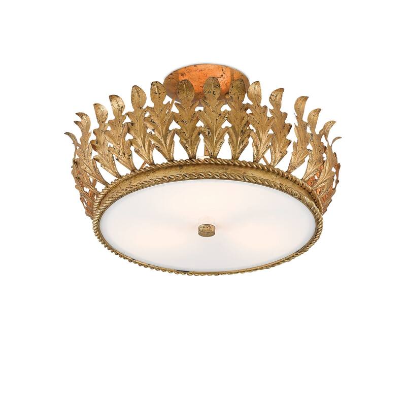 Currey & Company Biddulph Gold Semi-Flush Mount - 11.5"h x 18.5"dia
