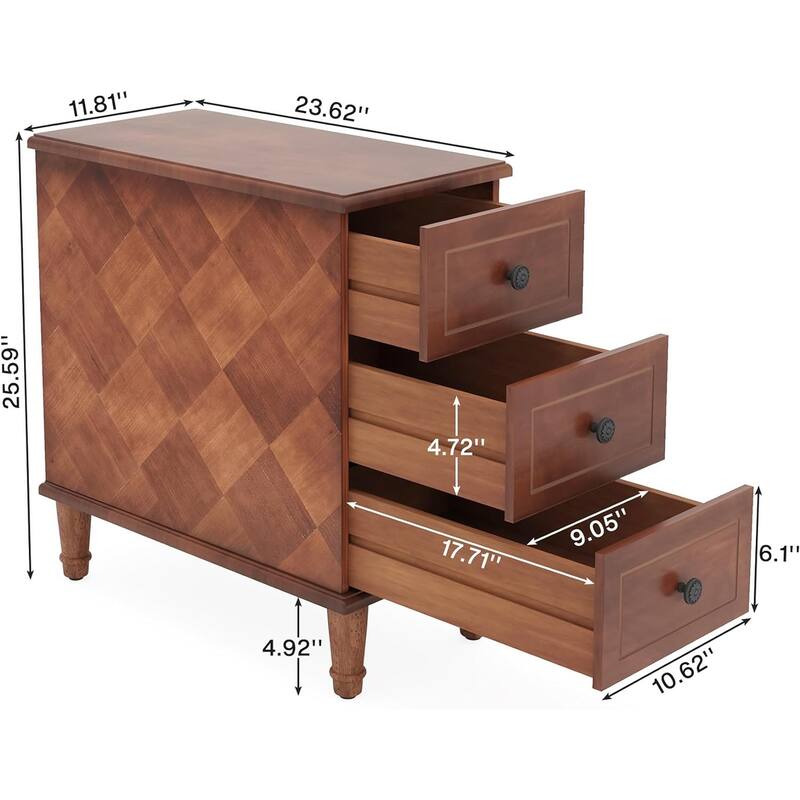 11.81" Solid Wood Narrow End Table