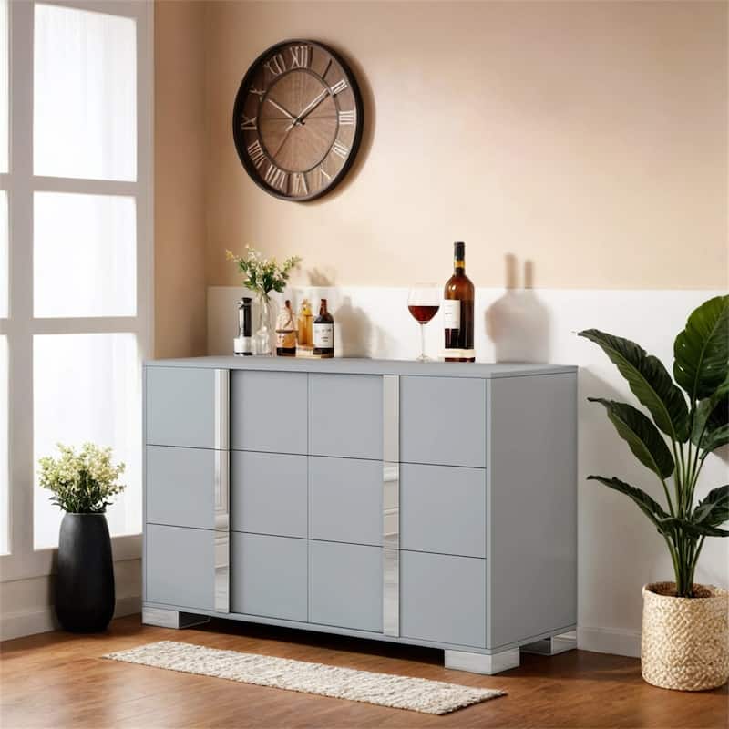 Elegant Modern Dresser with Metal Handle,Mirrored Storage Cabinet