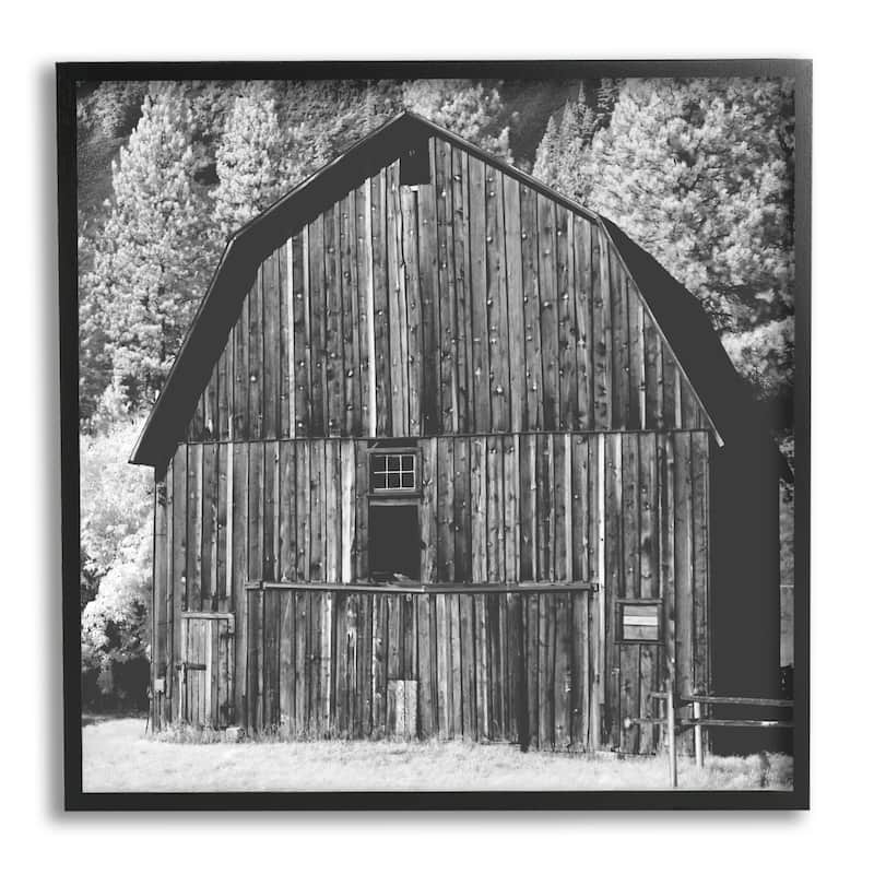 Stupell Rustic Rural Barn Black & White Farm Photography Framed Wall Art, Design by Daphne Polselli - 24 x 24 - Black
