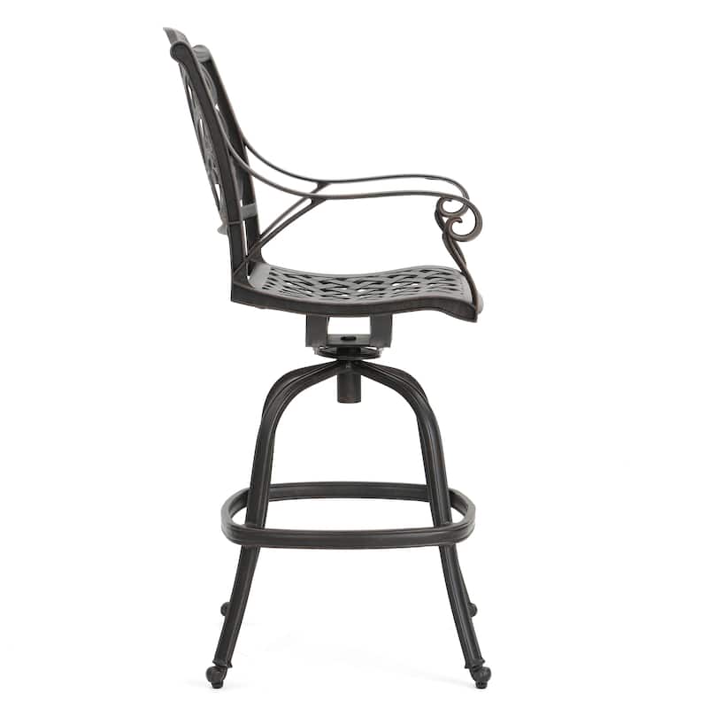 Jayden Outdoor Cast Aluminum Swivel Bar Stool by Christopher Knight Home