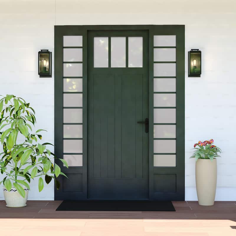 Hampton Black Indoor Outdoor Wall Lantern Light Fixture with Clear Glass