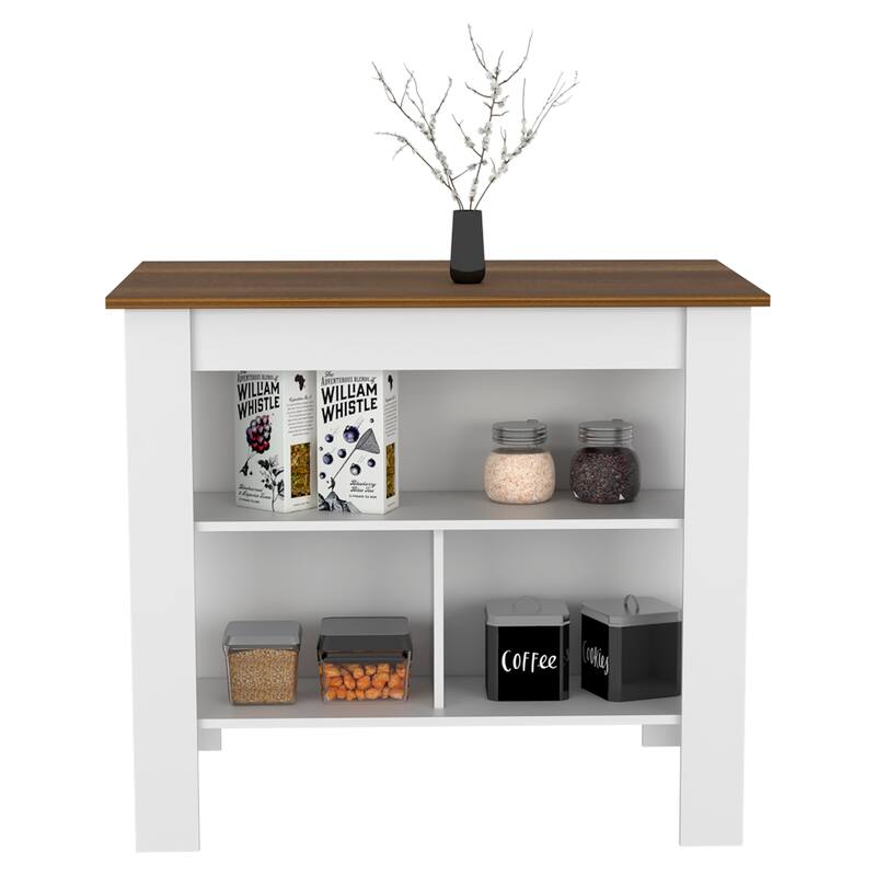 Kitchen Island Dozza,Storage Island with Three Shelves