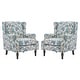 preview thumbnail 52 of 134, 2 Set Traditional Patterned Wingback Accent Chairs with NailHead
