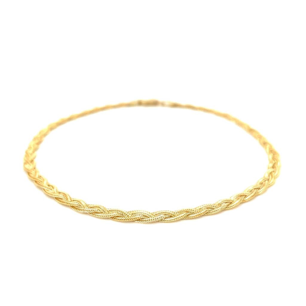 MayaMila 3.5mm 14k Yellow Braided Foxtail Anklet