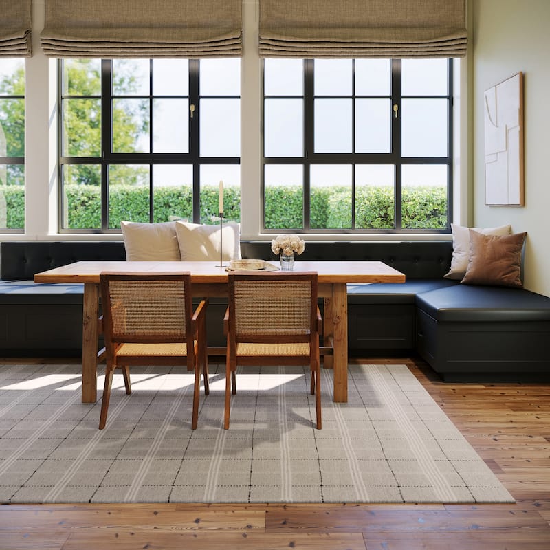 Nate Berkus Downing Plaid Wool Cozy Area Rug - 4' x 6' - Grey