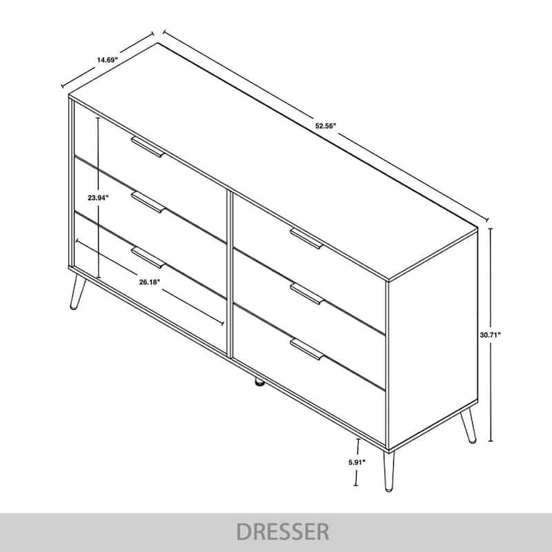CraftPorch Contemporary 6-Drawers Wooden Dresser