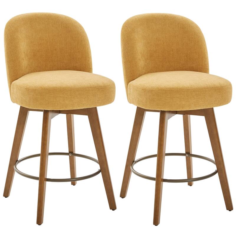 Fabric Upholstered Counter Height Swivel Bar Stools - 37.8"H x 19.7"W x 23.2"D