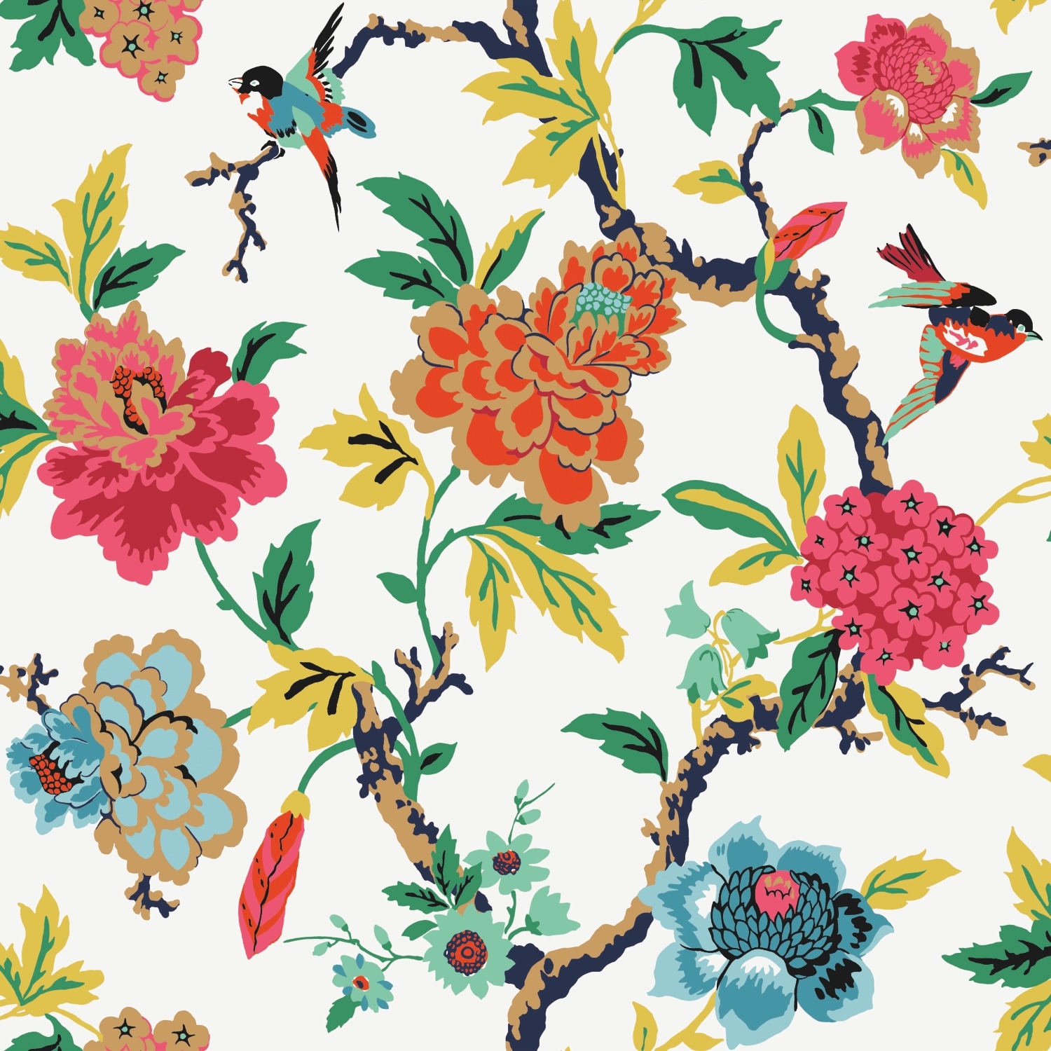 Waverly Red & Green Candid Moments Peel and Stick Wallpaper
