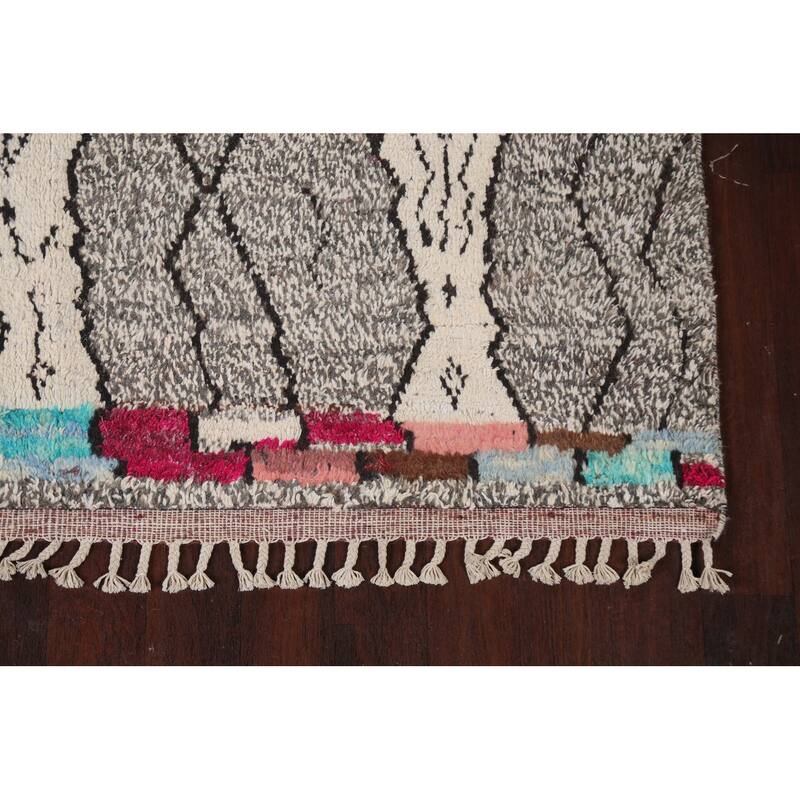 Abstract Modern Moroccan Oriental Area Rug Hand-knotted Wool Carpet - 5'11" x 10'7"