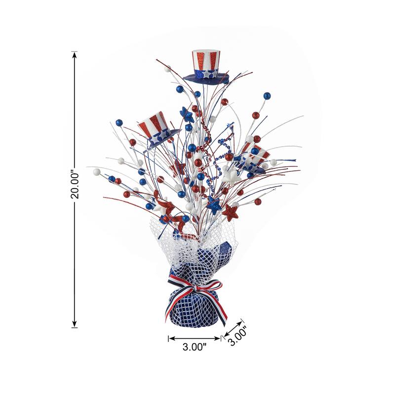 Glitzhome 20"H Patriotic July 4th Berry Stars Table Tree