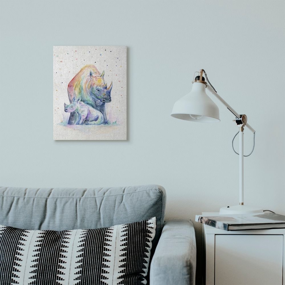 Shop Stupell Industries Colorful Abstract Rhino Family Animal