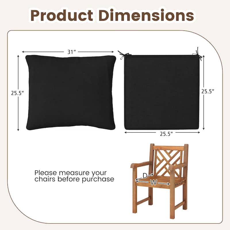 Gymax Deep Seat Chair Cushion Pads Set Indoor/Outdoor w/ Rope Belts