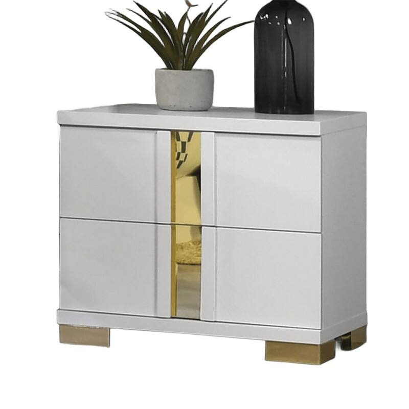 2/3/4-Pc Bedroom Sets Twin/Queen White Platform Bed w/LED/Nightstands/Ottoman/Headboard - Sherpa/High Gloss/Retro/Wood/Acrylic