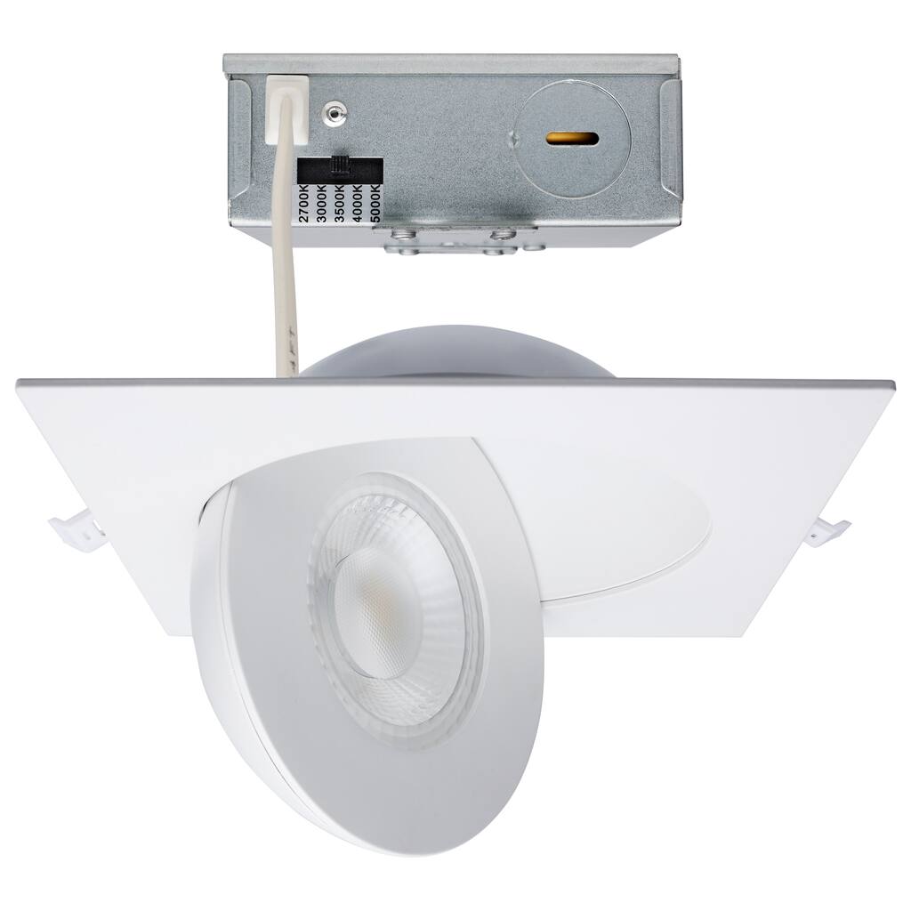 15 Watt CCT Selectable LED Direct Wire Downlight Gimbaled 6 Inch Square Remote Driver White
