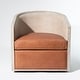 preview thumbnail 129 of 165, KINWELL 31"W Oak Frame Upholstered Swivel Barrel Armchair