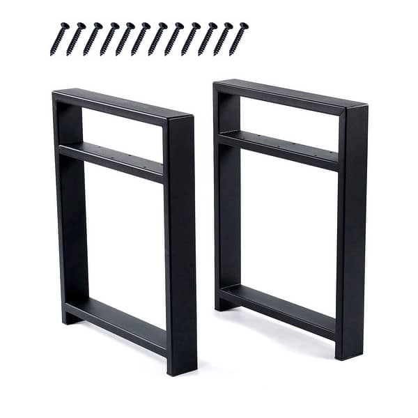 slide 2 of 8, Black Metal Twin Layers Bench Legs DIY Furniture Legs Rectangle Legs - 19.3" x 15.6" x 2.4" 19.3" x 15.6" x 2.4"
