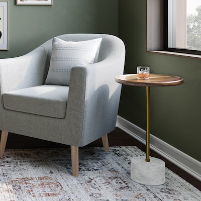 WYNDENHALL Straton SOLID ACACIA WOOD 15 inch Wide Round Modern Side Table in Natural
