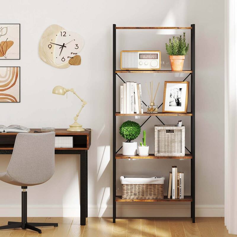 Costway 1/2 PCS 5-Tier Bookshelf, Industrial Tall Bookcase with Open