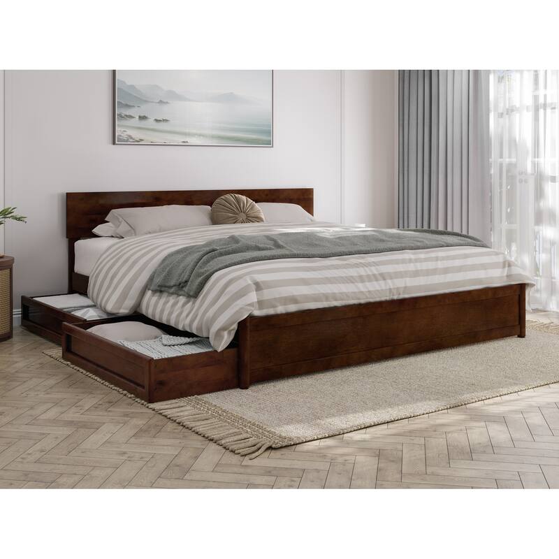 Wesley Platform Bed with Panel Footboard and Storage Drawers