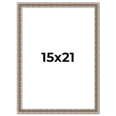 15x21 Frame Silver Versailles Ornate Solid Wood Picture Frame | 1 Inch