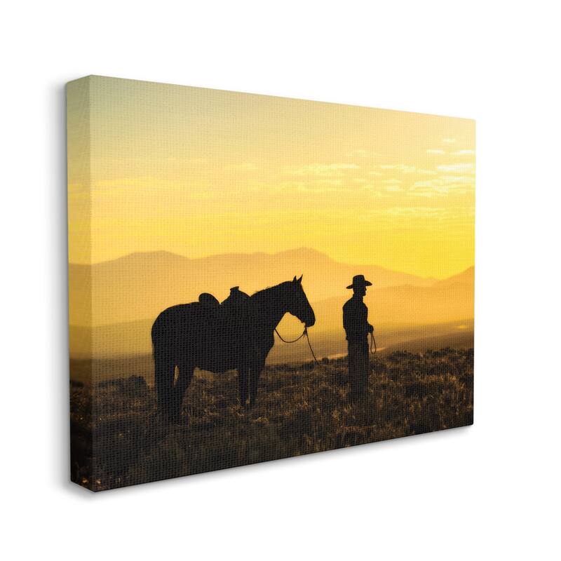 Stupell Cowboy Sunset Landscape Canvas Wall Art Design by PBurchettePhoto