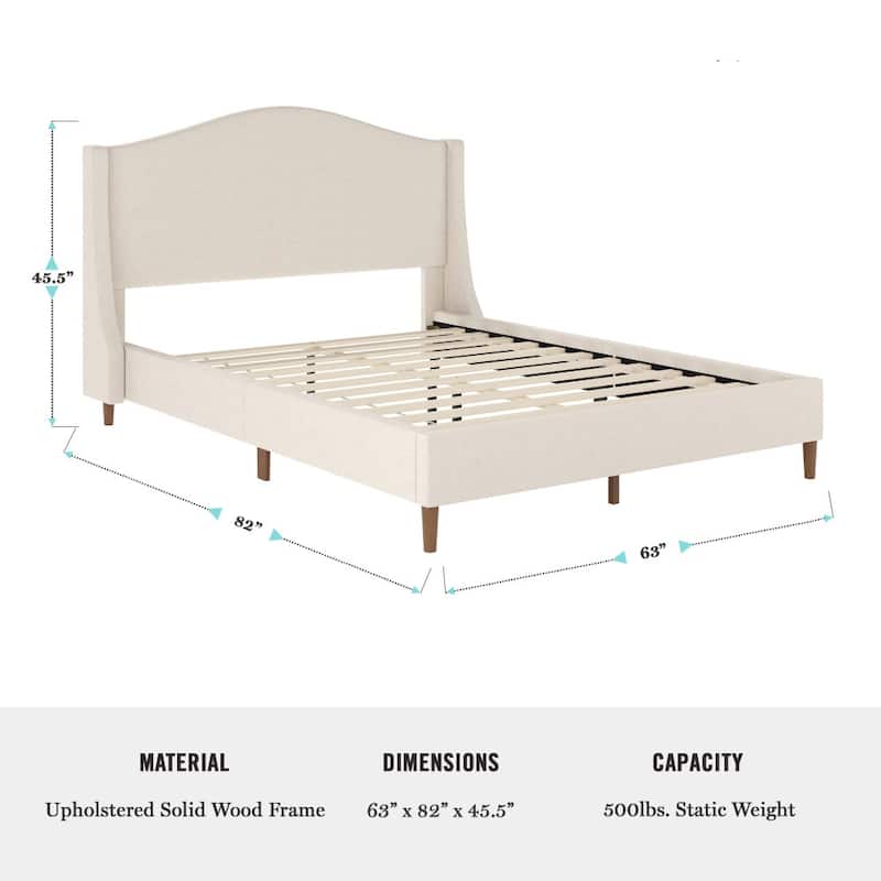 Martha Stewart Upholstered Platform Bed with Curved Headboard