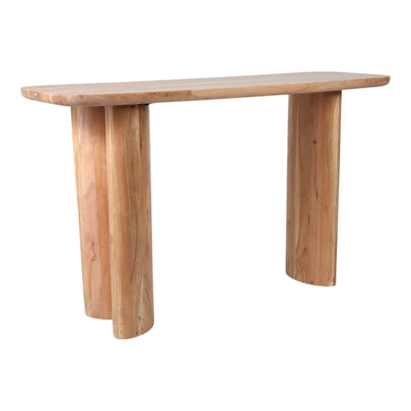 Acacia Wood Console Table Rounded Edge Design Casual Style - 30" Brown - 51" x 18" x 30"