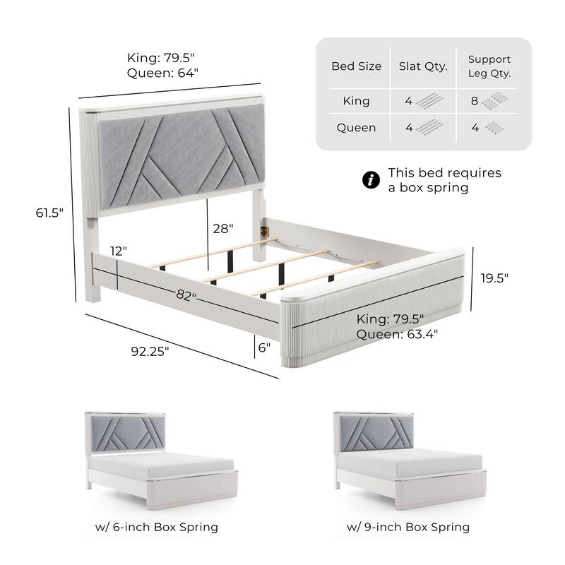 Furniture of America Leander Modern Light Grey Fluted Solid Wood Bed