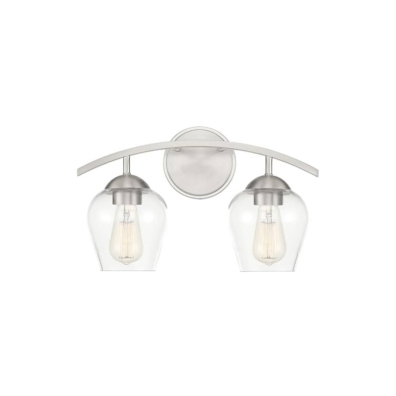 Meridian M80031 2 Light 16" Wide Bathroom Vanity Light with Clear - Brushed Nickel