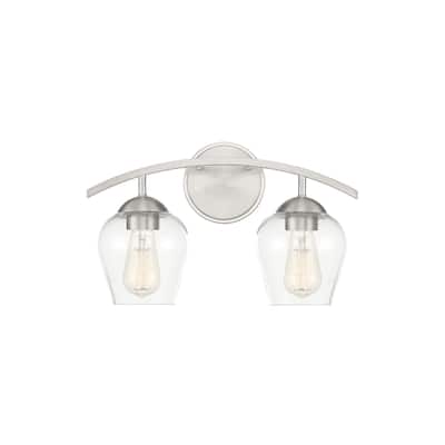 Meridian M80031 2 Light 16" Wide Bathroom Vanity Light with Clear