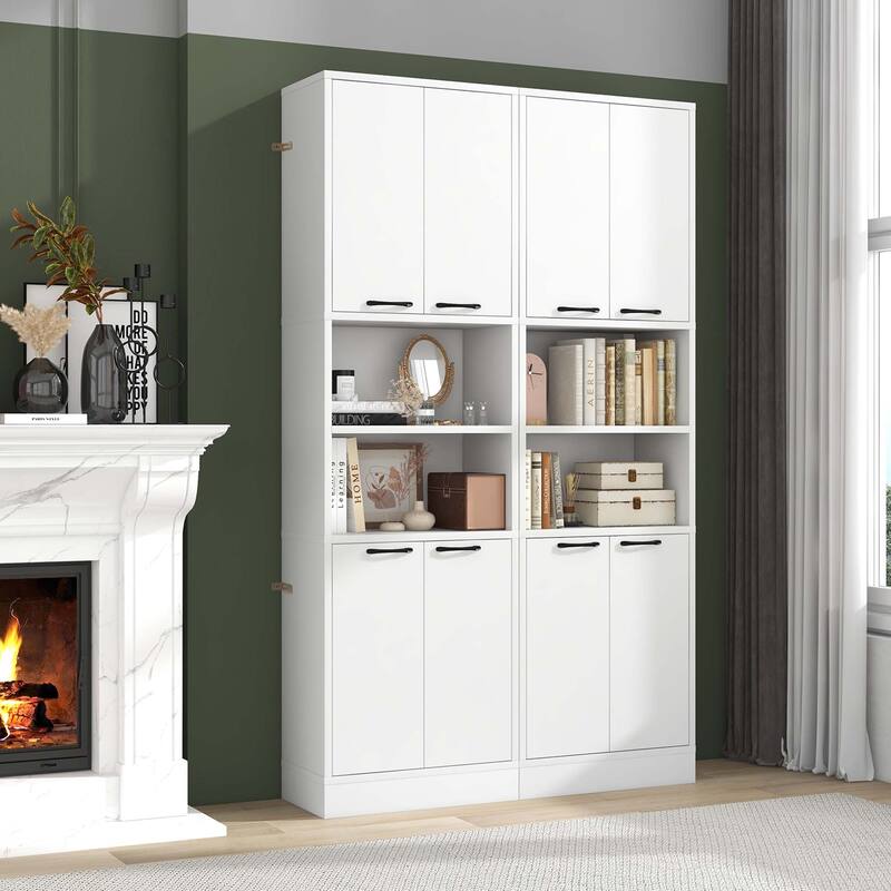 Costway 75" Tall Bathroom Storage Cabinet with 4 Doors & 2 Open - See Details