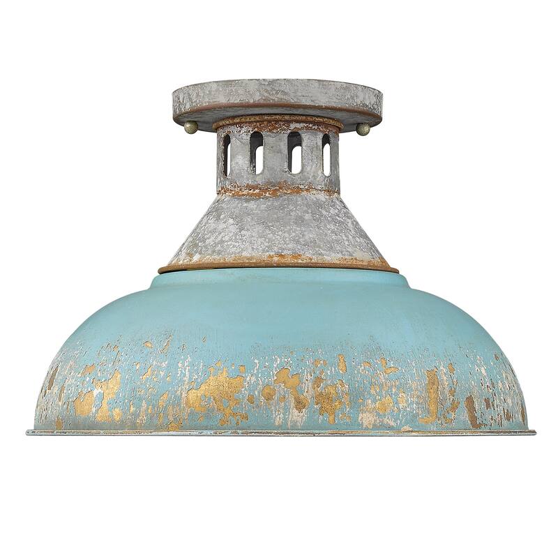Golden Lighting Kinsley 14" Wide Semi-Flush Ceiling Fixture with Teal